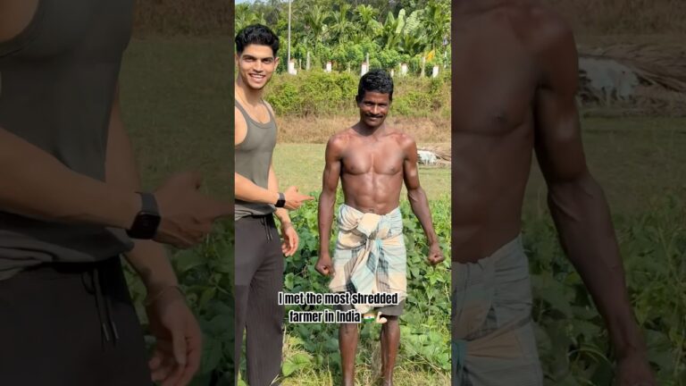 I met the most shredded farmer in India🇮🇳 #shorts#fitness#gym