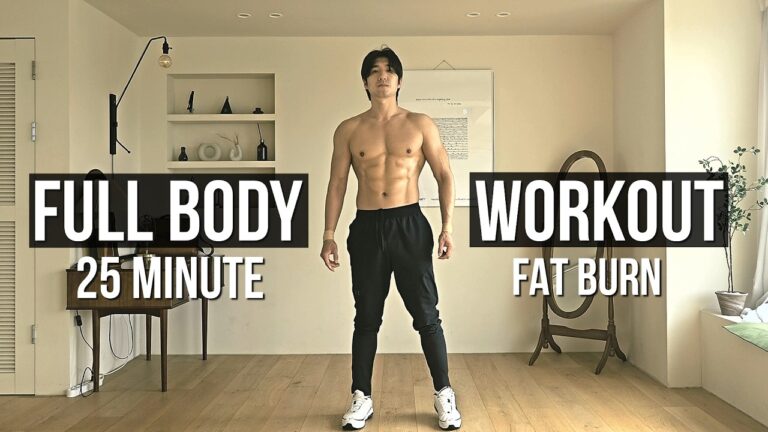25 MIN FULL BODY WORKOUT AT HOME (Fat Burn & No Equipment) 전신 맨몸 운동 홈트 25분 (체중감량 & 장비없음)
