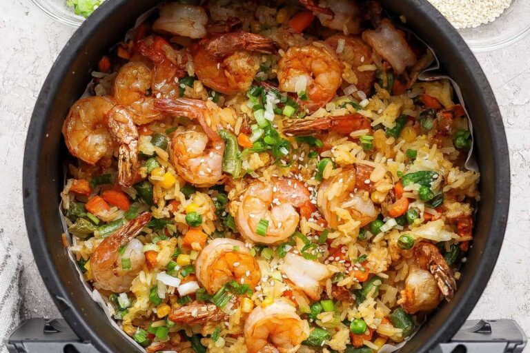 EXTRA Crispy Air Fryer Fried Rice with Shrimp