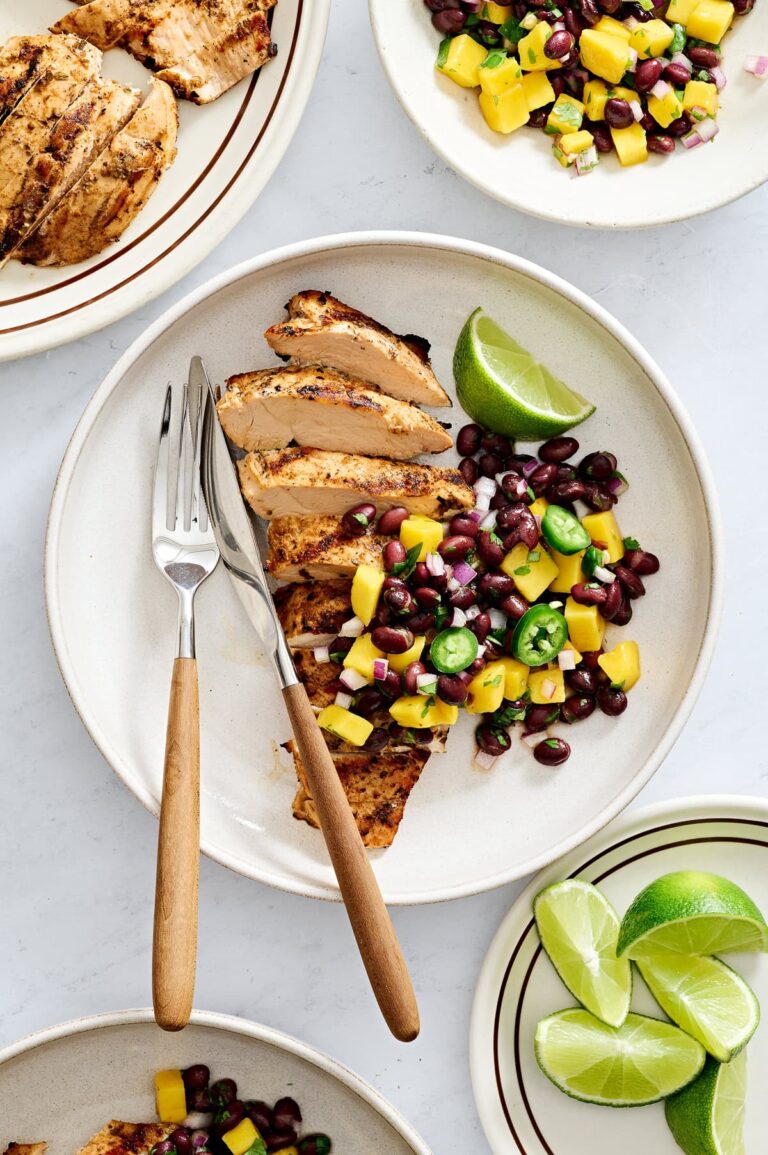 Grilled Chicken Mango Black Bean Salad (High Protein, High Fiber)