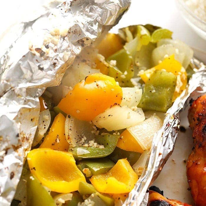 Easy Grilled Peppers and Onions (Foil Pack!)