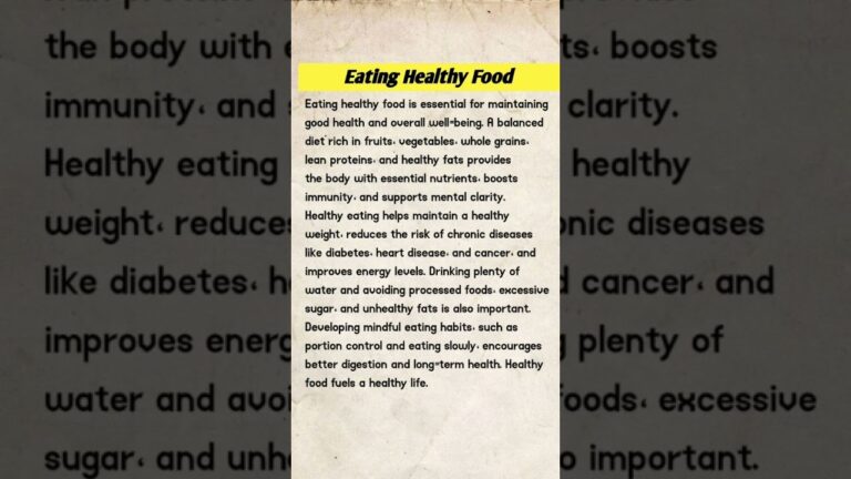 Eating Healthy Food (100 words) #learn #englishspoken #essay #learnenglishwithdsm #shortvideo